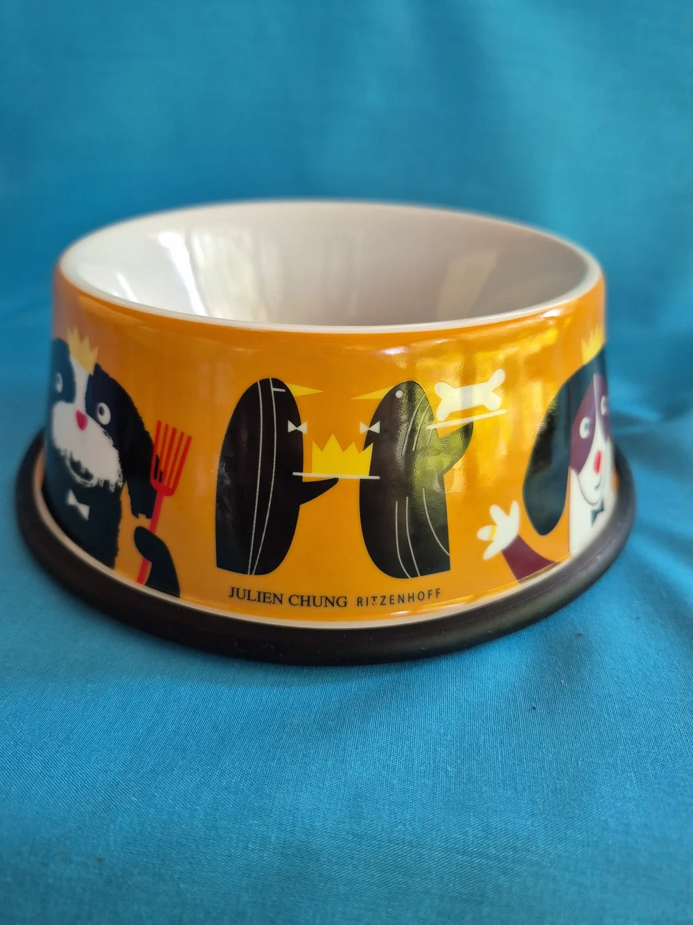 Private Club Dog Bowl Stoneware Non Slip Ring Water Food by Julien Chung